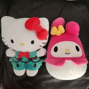 Lot of 2 Sanrio Hello Kitty Plush Toy & My Melody Squishmallow toys 11" & 12"